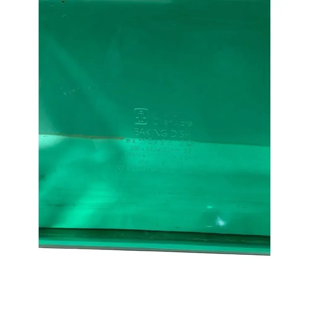 Vintage Anchor Ovenware Emerald Green Rectangle Baking Dish 8x11.5x2- 2 QT Rare